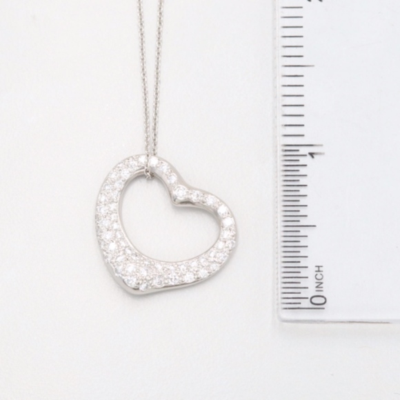 SOLD-Tiffany & Co. Platinum Diamond Heart Necklace - Picture 6 of 8